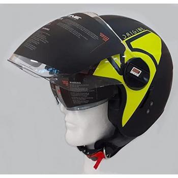 Casco Moto Jet ALPHA V5 Giallo Fluo Nero Opaco taglia XS