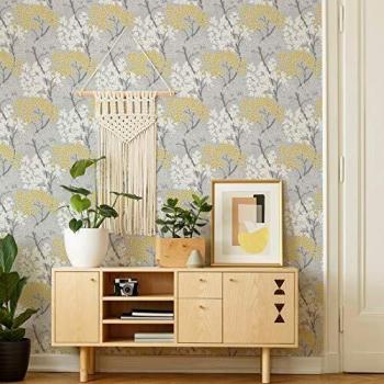 Fresco Lykke Tree Ochre Floral Wallpaper