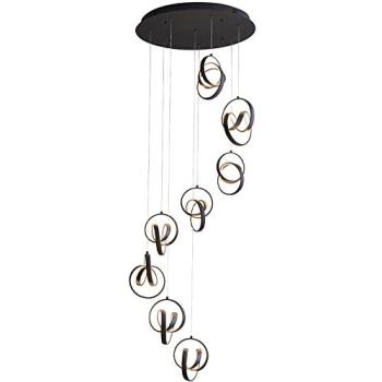 Noir Textured 8‑Beam Pendant – Warm LED Illumination