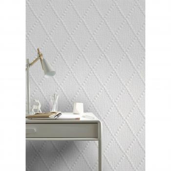 Revêtement murale Superfresco Easy Losanges Relief Blanc Intissé 1005×52 cm