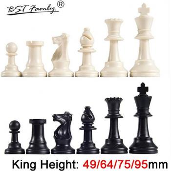 Jeu d'échecs en plastique, 32 pièces, hauteur du roi 49/64/75/95 mm, échecs médiévaux pour voyages IA13