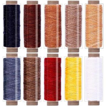 Hilo de costura encerado para cuero, 550 yardas, set de 10