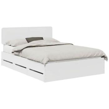 White 150×200 cm Bed Frame + Drawer – Engineered Wood, vidaXL