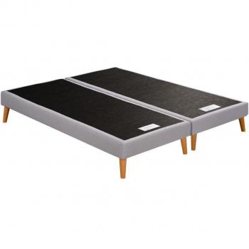 SIMMONS R‑SW Sommier à lattes 2×80x200 – 4 pieds bois, caisse en bois massif, lattes fixes 98 mm