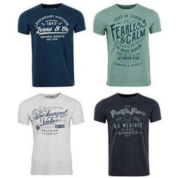 Pack 4 T-shirts hommes Riverso RIVLeon – Couleurs vives (Vert, Bleu, Blanc, Gris, Rouge, Orange) – 100 % coton – Taille XL