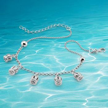 Women's 925 Sterling Silver Anklet with Crown