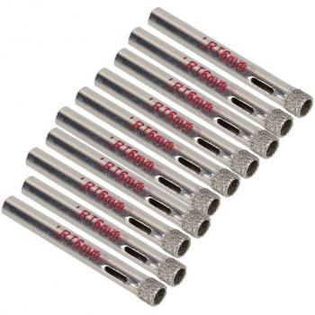 Broca 6mm Revestida de Diamante para Cerámica y Vidrio, 10 Unidades