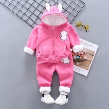 Ensemble chaud en velours pour bébé, 2 pièces, capuche, style décontracté, automne-hiver