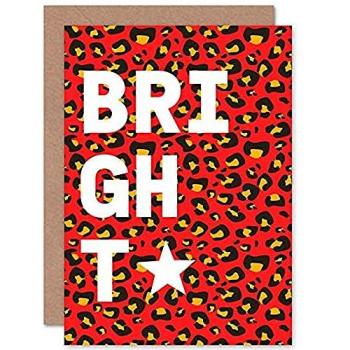 Red Leopard Word Glow Greeting Card with Blank Inside