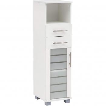 Midischrank Nikosia von Schildmeyer, Größe: B/H/T 30/110,5/32,5 cm, weiß, Glastür, 2 Schubladen