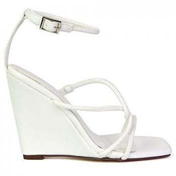XY London Women's Danica Ankle-Strapped Wedge Footwear – White