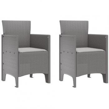 Sedie da Giardino in Plastica 2 Pz Grigio Chiaro 53 x 49 x 85 cm