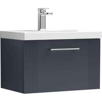 Nuie Deco Wall Hung Single Drawer Vanity Unit with 40mm Profile Basin | Satin Anthracite | MDF | 600mm