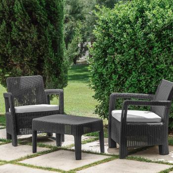 Tarifica 2 Seater Balcony Set with Armrests and Cushions in Anthracite