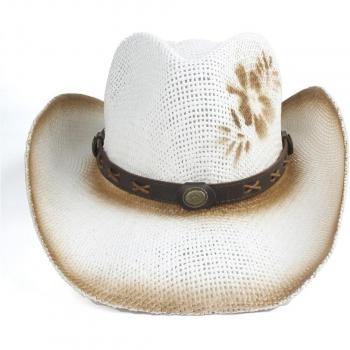 Western Style Women's Straw Hat with Flowers, Size 56-58CM