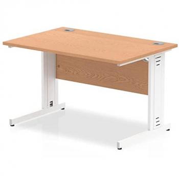 Impulse 1200x800 Desk with Oak Top, White Cable Legs