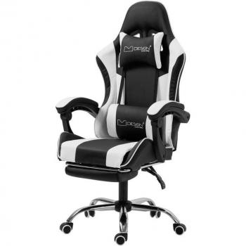 Chaise racing ML-Design, noir et blanc, cuir PU