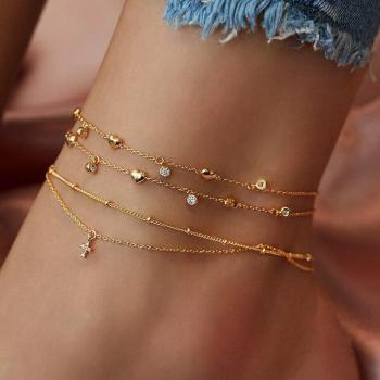 Bracelet de cheville en chaîne dorée femme