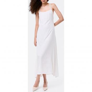 Vestido de mujer Cuplé 600808 con diseño Maxivestido Ibiza y tela de popelín blanco