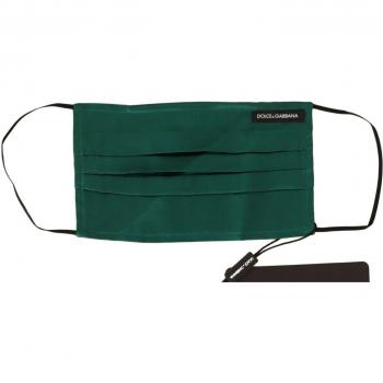 Dolce & Gabbana Green Silk Pleated Face Mask
