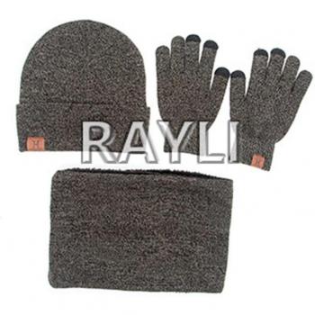Men's Cozy Winter Knit Set: Hat, Scarf, Gloves