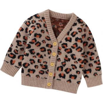Langarm Strickjacke mit Leopardenprint