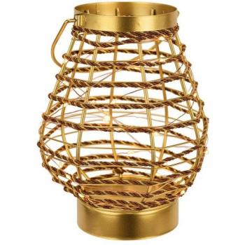 I.GE.A. Kerzenlaterne Gold Windlicht – LED‑Laterne aus Metall (B 16 cm; H 20 cm)