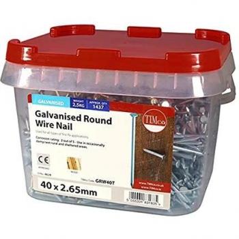 2.5kg Tub of Galvanised Round Wire Nails (40 x 2.65mm)