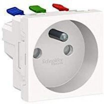Schneider Unica Prise 2P+T 90° Blanc anti Raccord rapide travers Méca seul NU305920