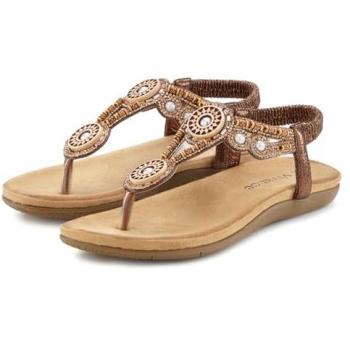 Vivance Zehentrenner Sandale, Sommerschuh, Pantolette mit Perlen und Steinchen VEGAN