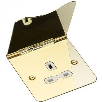 Netlighting 13A 1G Floor Socket (Knightsbridge) – Brushed Brass & White Trim