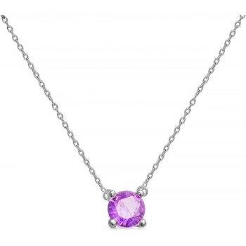 Elegante Amethyst-Halskette aus rhodiniertem Sterlingsilber