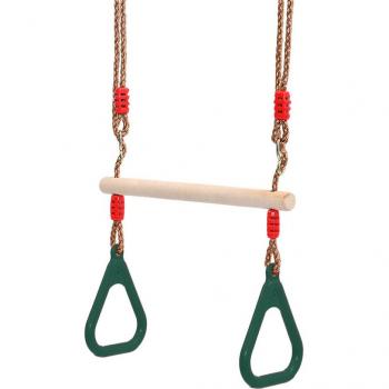 Holz-Trapezschaukel mit Fitnessringen für Indoor