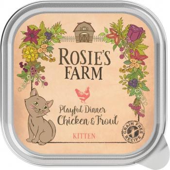 Kitten Pollo e Trota Rosie's Farm 32 x 100 g Alimento umido