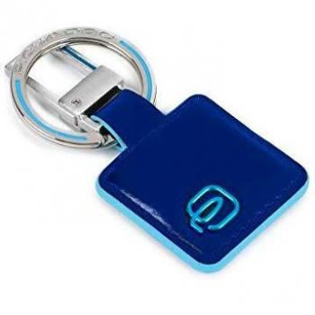 Piquadro Blu Square Portachiavi con Inserto in Pelle Blu PC3757B2/BLU2