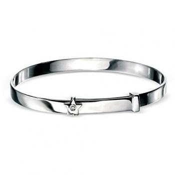 D for Diamond Sterling Silver and Diamond Star Baby Bangle