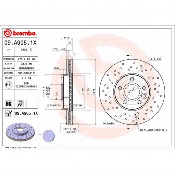 BREMBO Hålad Bromsskiva XTRA LINE 09.A905.1X