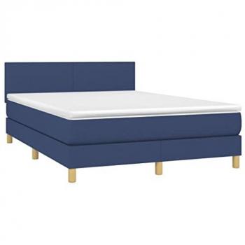 VidaXL Boxspringbett Blau mit integrierter Matratze 140x190 cm