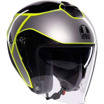 AGV Irides Davao Casco Jet Color Negro Gris Amarillo (L)