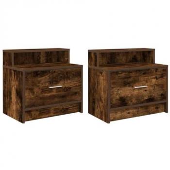 Tables de chevet 2 pcs chêne fumé avec tiroir 51x31x47 cm