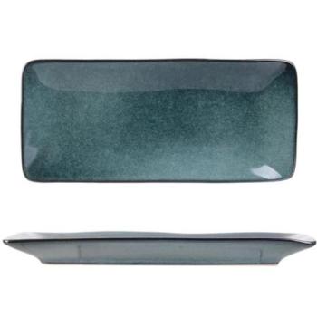 Pack de 2 plats rectangulaires en céramique bleu (22x10cm)