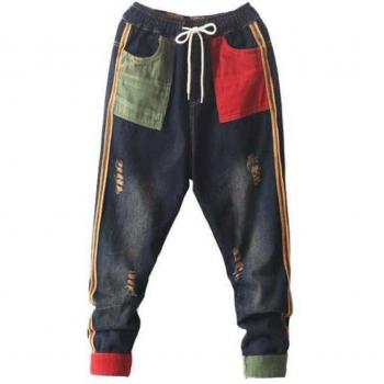 Ripped Patchwork Jeans für Damen