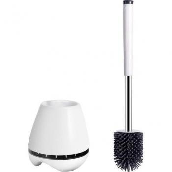 No-Drill Bathroom Brush Set with Stainless Steel Holder