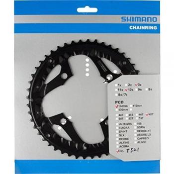 SHIMANO 32D M610/T521 Triple 10V Plato, Adultos Unisex, Negro, Talla Única