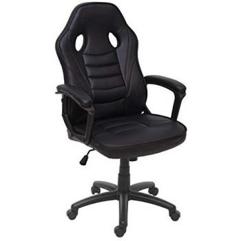Mendler HWC‑F59 Chaise de Bureau – Noir Similicuir