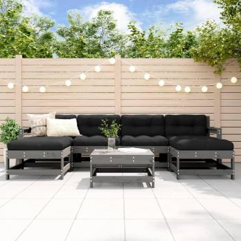 VidaXL 7 Piece Backyard Lounge Set Grey Solid Pine Wood