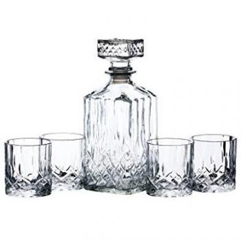 Bar Craft 5 Piece Cut-Glass Whisky Decanter & Tumbler Glass Set