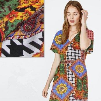 100% Mulberry Silk Houndstooth Crepe