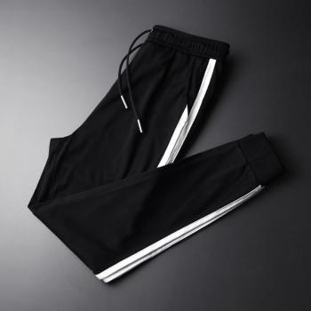 Pantalon de sport homme luxe réversible noir liseré blanc grande taille 3XL 4XL ajustement slim printemps