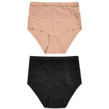 Lightweight Lace Tummy Control High Waist Knickers – Black/Nude Duo